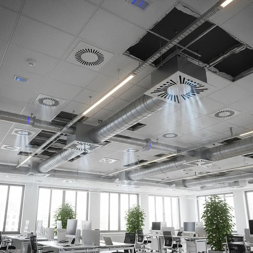 Advanced ventilation system in a commercial office enhancing air quality
