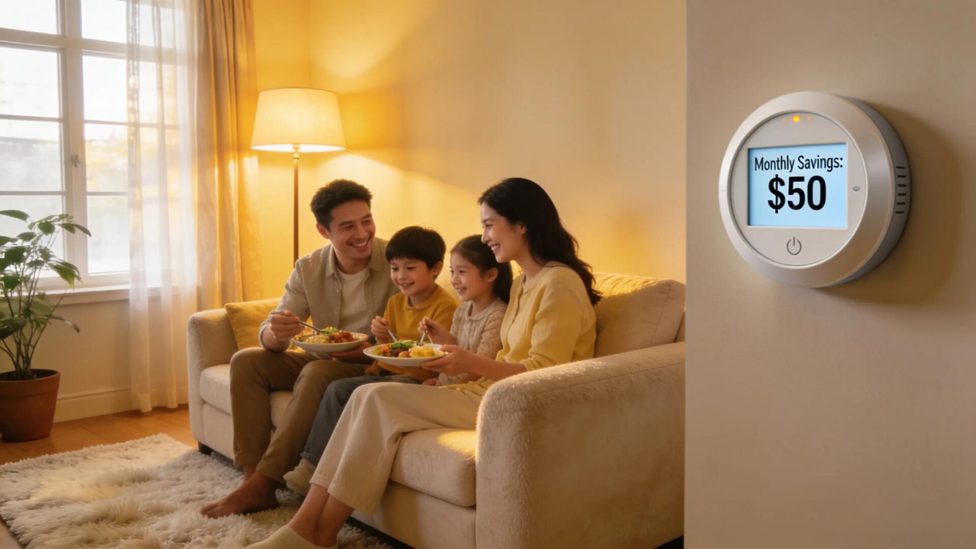 Family enjoying comfort at home with an efficient HVAC system leading to cost savings